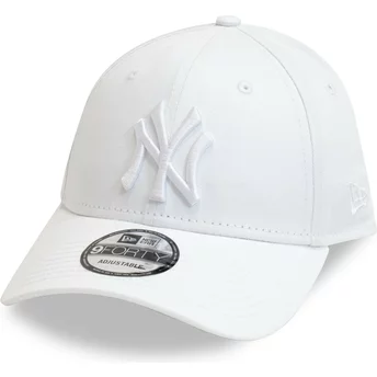 New Era Böjd Brätte Vit Logotyp 9FORTY League Essential New York Yankees MLB Vit Justerbar Keps