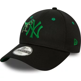 New Era Curvat Brätte Ungdom Grön Logo Dinosaurie 9FORTY Grafisk New York Yankees MLB Svart Justerbar Keps