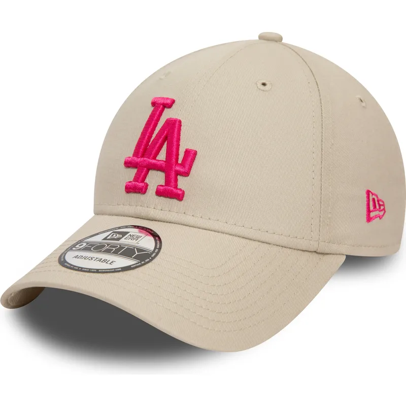 kepsar-curva-beige-justerbart-band-rosa-9forty-league-essential-fran-los-angeles-dodgers-mlb-av-new-era
