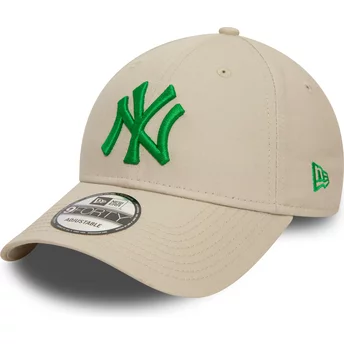 New Era Böjd Brätte Grön Logotyp 9FORTY League Essential New York Yankees MLB Beige Justerbar Keps
