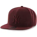 bordeaux-platt-snapback-keps-med-stort-new-york-yankees-mlb-no-shot-logotyp-av-47-brand