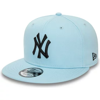 New Era Platt Brätte Svart Logotyp 9FIFTY League Essential New York Yankees MLB Ljusblå Snapback Keps
