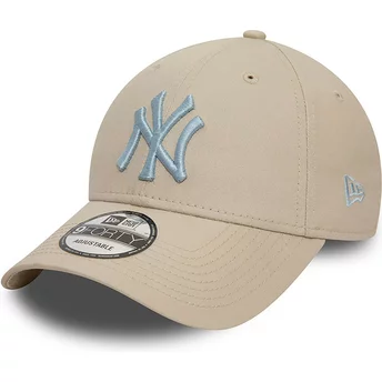 New Era Böjd Brätte Ljusblå Logotyp 9FORTY League Essential New York Yankees MLB Beige Justerbar Keps