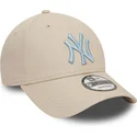 beige-justerbar-bojd-keps-med-ljusbla-logotyp-9forty-league-essential-fran-new-york-yankees-mlb-av-new-era