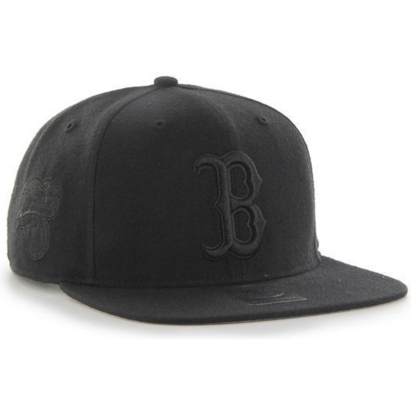 47-brand-flat-brim-black-logo-boston-red-sox-mlb-sure-shot-black-snapback-cap
