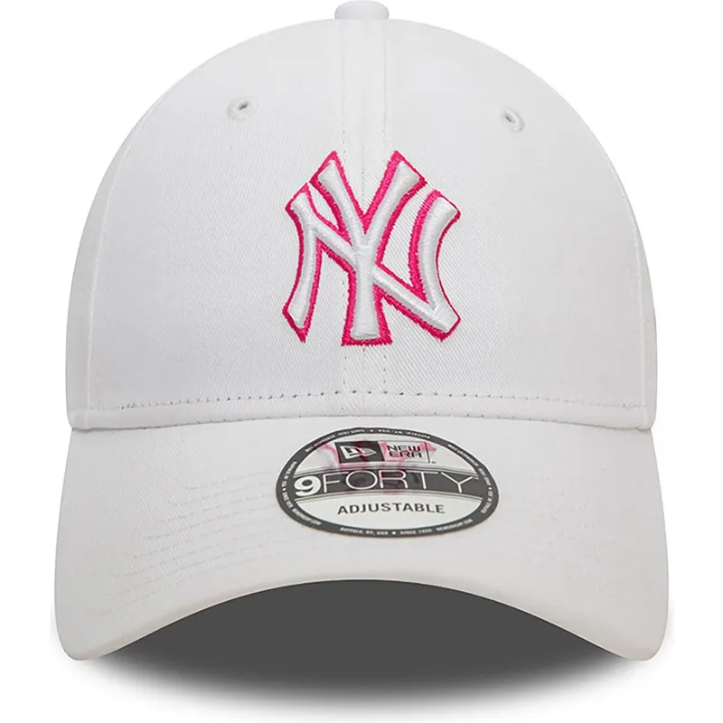 new-era-new-york-yankees-mlb-9forty-team-outline-vit-justerbar-bojd-keps-med-rosa-logotyp