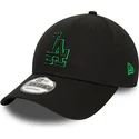 svart-justerbar-bojd-keps-med-gront-los-angeles-dodgers-mlb-team-outline-logo-9forty-fran-new-era