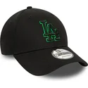 svart-justerbar-bojd-keps-med-gront-los-angeles-dodgers-mlb-team-outline-logo-9forty-fran-new-era