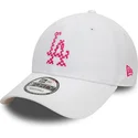 vit-justerbar-bojd-keps-med-rosa-logotyp-9forty-seasonal-infill-los-angeles-dodgers-mlb-fran-new-era