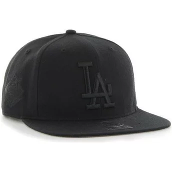 Svart platt snapback-keps med svart logotyp från Los Angeles Dodgers MLB Sure Shot från 47 Brand