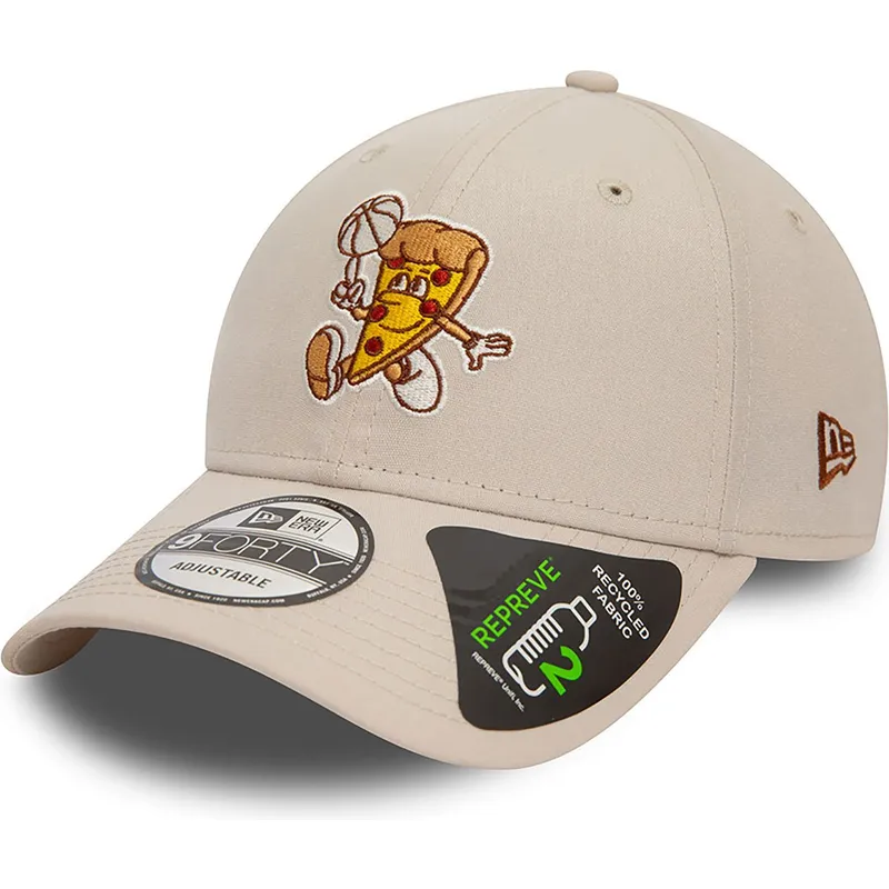 bojd-beige-justerbar-keps-9forty-repreve-basketball-pizza-fran-new-era