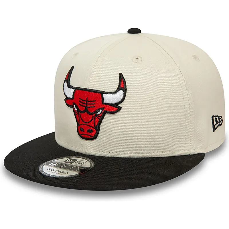 beige-och-svart-platt-keps-snapback-9fifty-logo-chicago-bulls-nba-fran-new-era