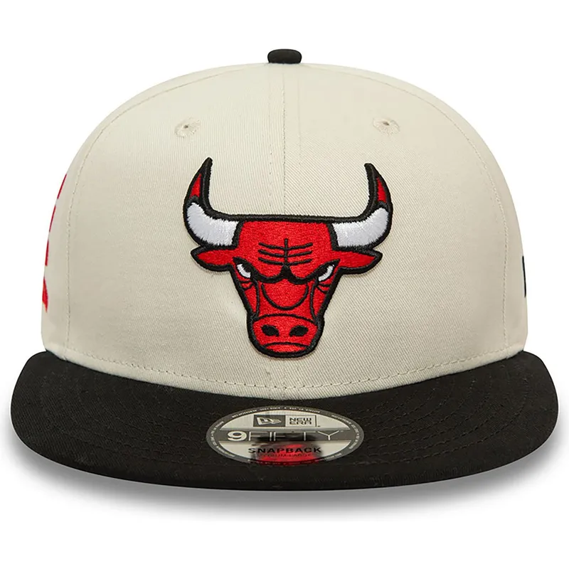 beige-och-svart-platt-keps-snapback-9fifty-logo-chicago-bulls-nba-fran-new-era
