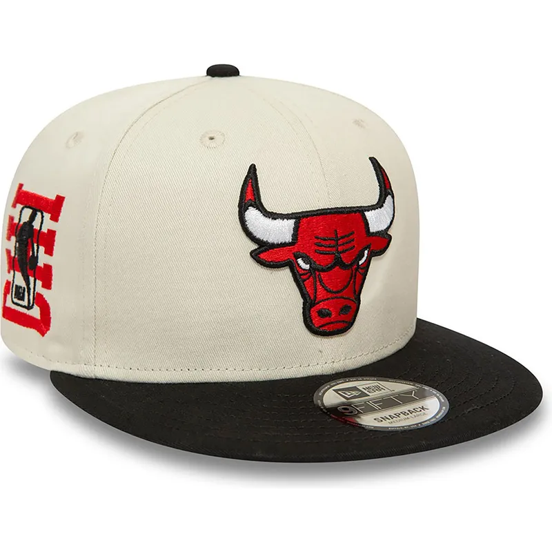 beige-och-svart-platt-keps-snapback-9fifty-logo-chicago-bulls-nba-fran-new-era