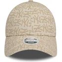 bojd-beige-justerbar-keps-for-dam-9forty-monogram-fran-new-york-yankees-mlb-av-new-era