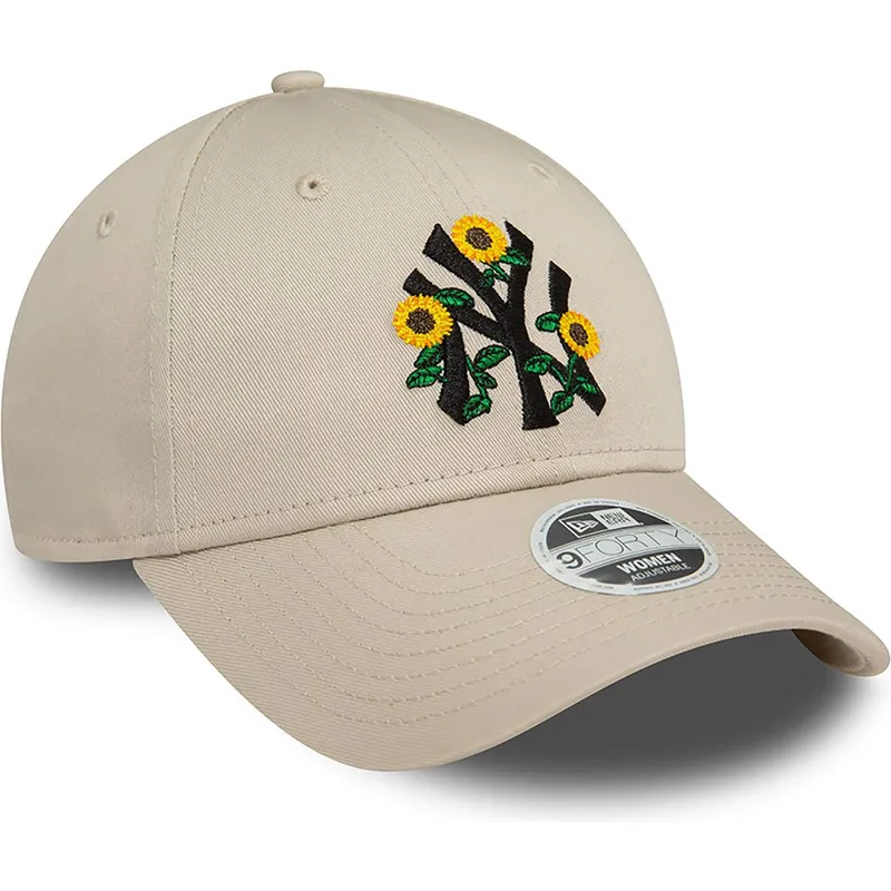 beige-justerbar-bojd-keps-for-kvinnor-9forty-floral-new-york-yankees-mlb-fran-new-era