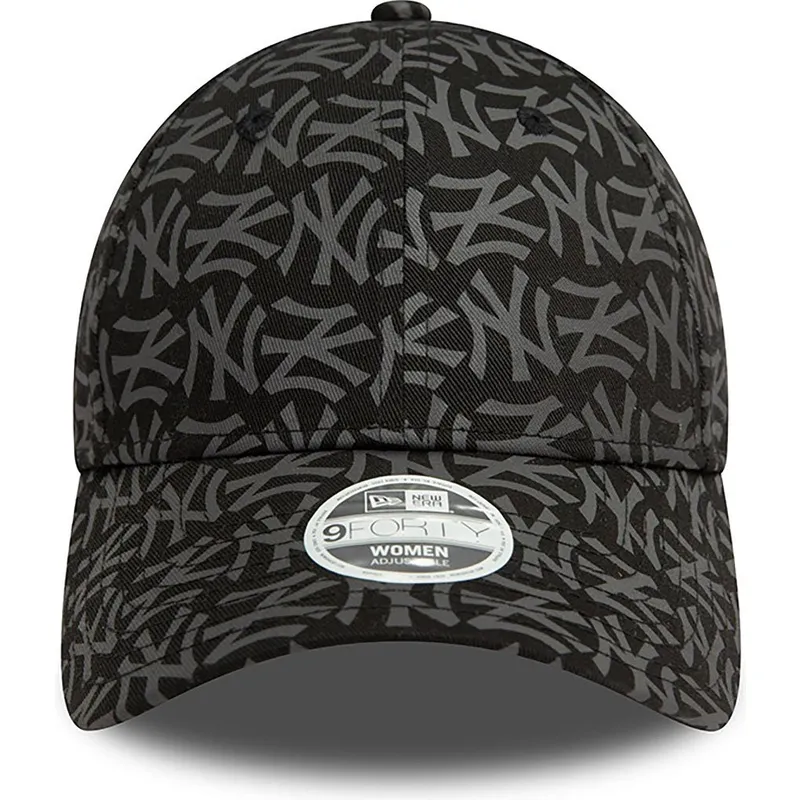 svart-justerbar-kurvad-keps-for-dam-9forty-monogram-fran-new-york-yankees-mlb-av-new-era