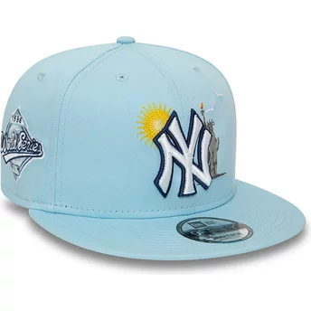 New Era Flat Brim 9FIFTY Summer Icon New York Yankees MLB Ljusblå Snapback Keps