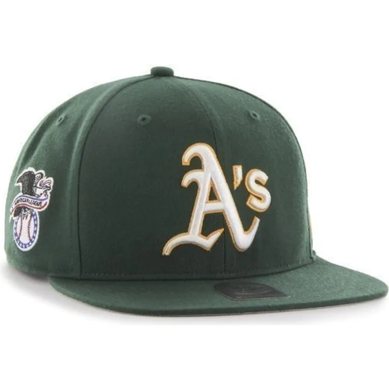 kepsar-plana-gron-snapback-fran-oakland-athletics-mlb-av-47-brand