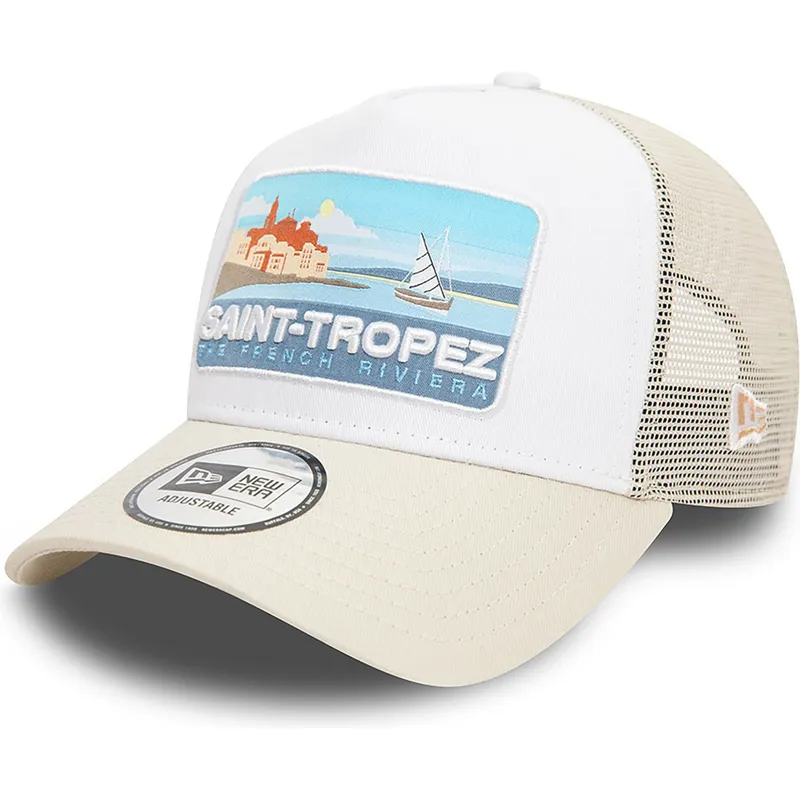 kepsar-curva-beige-snapback-a-frame-summer-fran-saint-tropez-ciudades-y-playas-av-new-era