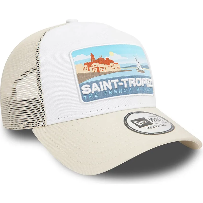 kepsar-curva-beige-snapback-a-frame-summer-fran-saint-tropez-ciudades-y-playas-av-new-era