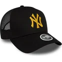 new-york-yankees-mlb-new-era-a-frame-metallic-svart-truckerkeps-for-kvinnor-med-gul-logotyp
