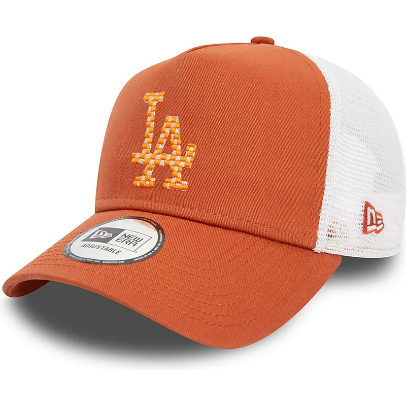 brun-och-vit-trucker-keps-a-frame-seasonal-infill-fran-los-angeles-dodgers-mlb-av-new-era