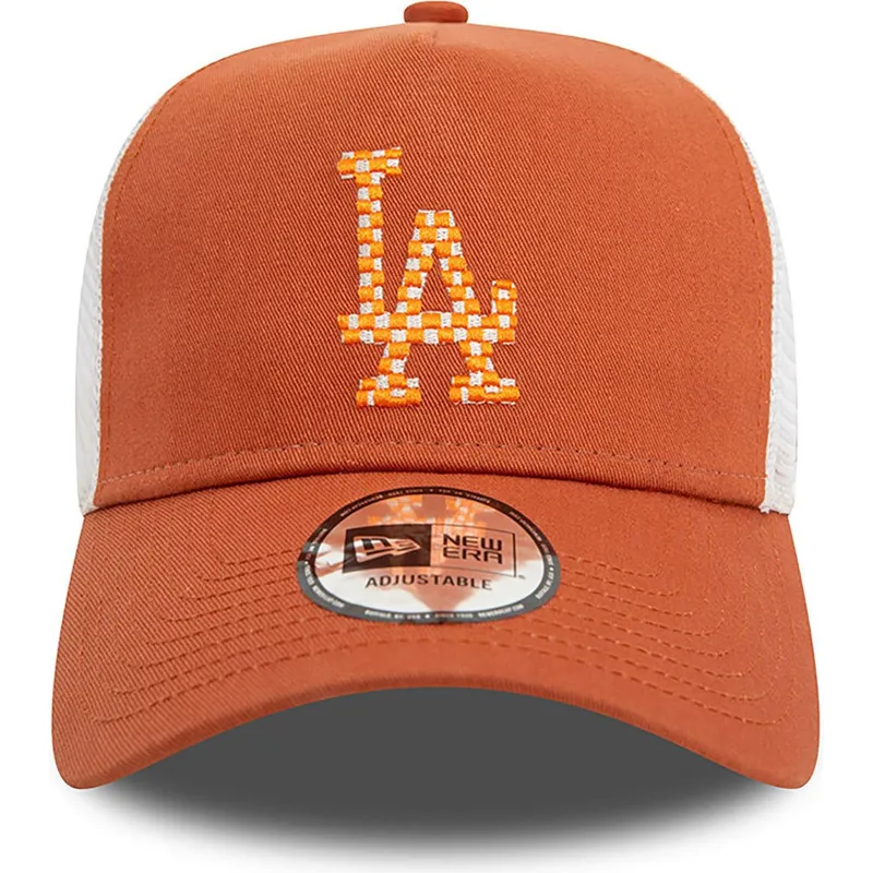 brun-och-vit-trucker-keps-a-frame-seasonal-infill-fran-los-angeles-dodgers-mlb-av-new-era