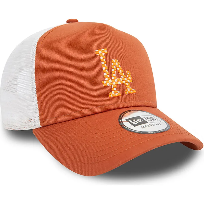 brun-och-vit-trucker-keps-a-frame-seasonal-infill-fran-los-angeles-dodgers-mlb-av-new-era