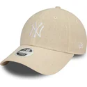 beige-justerbar-bojd-keps-for-kvinnor-9forty-linen-new-york-yankees-mlb-fran-new-era