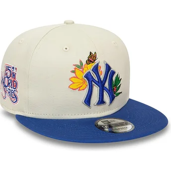 Vit och blå platt keps snapback 9FIFTY Floral från New York Yankees MLB av New Era