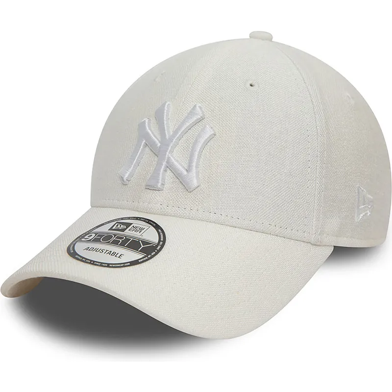 kepsar-curva-vit-justerbart-band-9forty-linen-fran-new-york-yankees-mlb-av-new-era