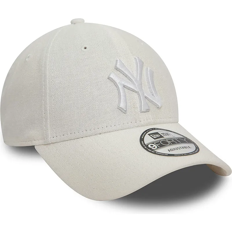 kepsar-curva-vit-justerbart-band-9forty-linen-fran-new-york-yankees-mlb-av-new-era
