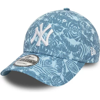 Justerbar blå kurvad keps 9FORTY Summer All Over Print från New York Yankees MLB av New Era