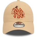 new-era-new-york-yankees-mlb-9twenty-justerbar-brun-kurvad-blomstrande-keps