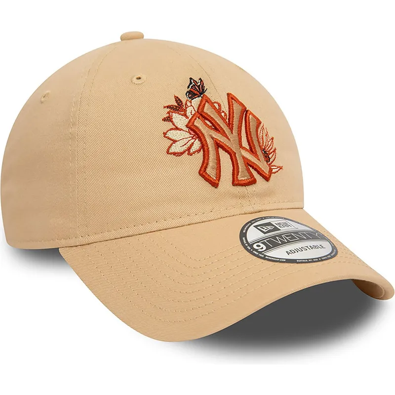 new-era-new-york-yankees-mlb-9twenty-justerbar-brun-kurvad-blomstrande-keps