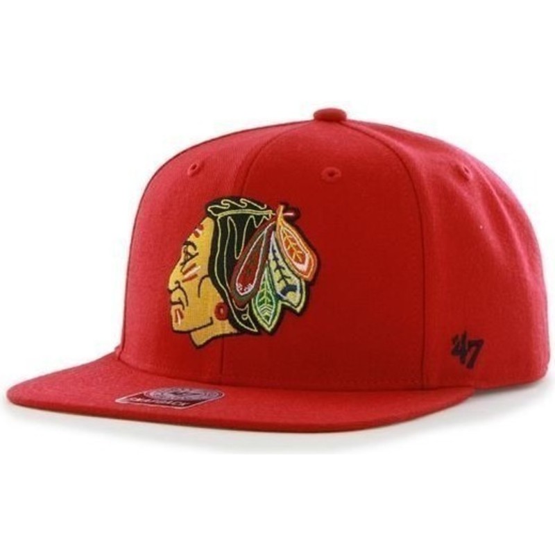 47-brand-flat-brim-chicago-blackhawks-nhl-sure-shot-red-snapback-cap