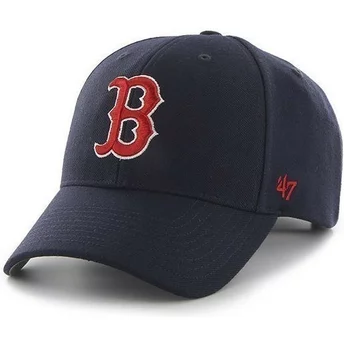 Marinblå böjd keps med rött Boston Red Sox MLB Clean Up-logotyp från 47 Brand