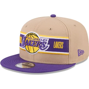 Brun och lila platt keps snapback 9FIFTY Draft 2024 från Los Angeles Lakers NBA av New Era