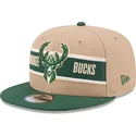 brun-och-gron-platt-snapback-keps-9fifty-draft-2024-milwaukee-bucks-nba-fran-new-era