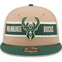 brun-och-gron-platt-snapback-keps-9fifty-draft-2024-milwaukee-bucks-nba-fran-new-era
