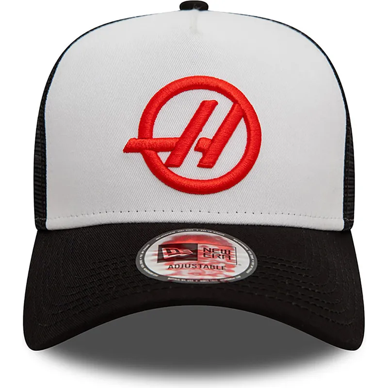 vit-och-svart-trucker-keps-e-frame-fran-haas-f1-team-formula-1-av-new-era