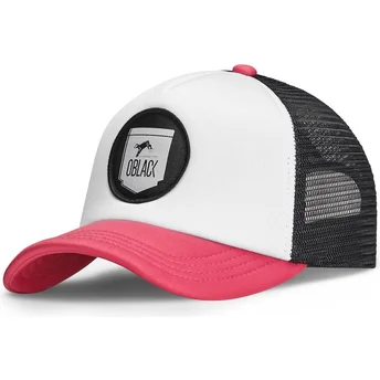 Oblack Classic vit, svart och rosa truckerkeps