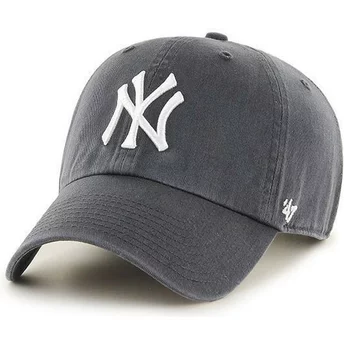 Mörkgrå New York Yankees MLB Clean Up böjd keps från 47 Brand