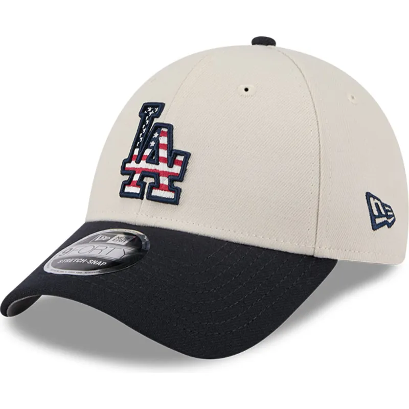 beige-och-marinbla-bojd-keps-snapback-9forty-stretch-snap-4th-of-july-los-angeles-dodgers-mlb-fran-new-era