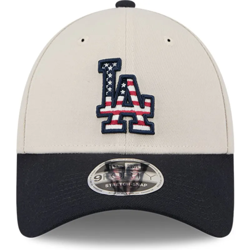 beige-och-marinbla-bojd-keps-snapback-9forty-stretch-snap-4th-of-july-los-angeles-dodgers-mlb-fran-new-era