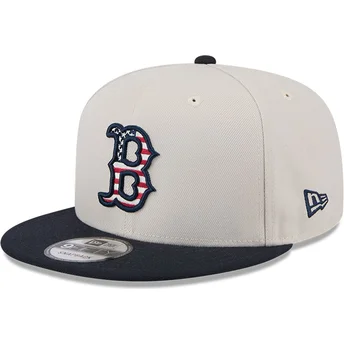 Beige och marinblå platt keps snapback 9FIFTY 4th of July från Boston Red Sox MLB av New Era