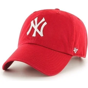 Kepsar böjd röd justerbart band från New York Yankees MLB av 47 Brand