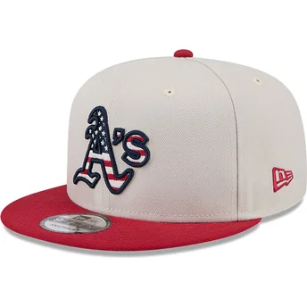 Beige och röd platt keps snapback 9FIFTY 4th of July från Oakland Athletics MLB av New Era
