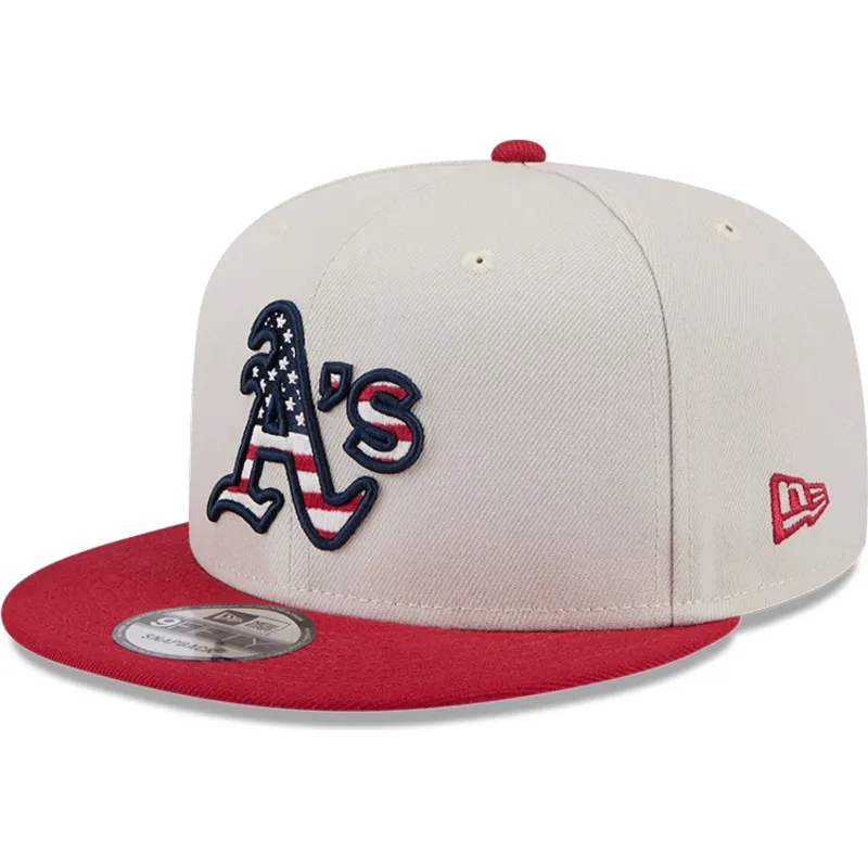 beige-och-rod-platt-keps-snapback-9fifty-4th-of-july-fran-oakland-athletics-mlb-av-new-era